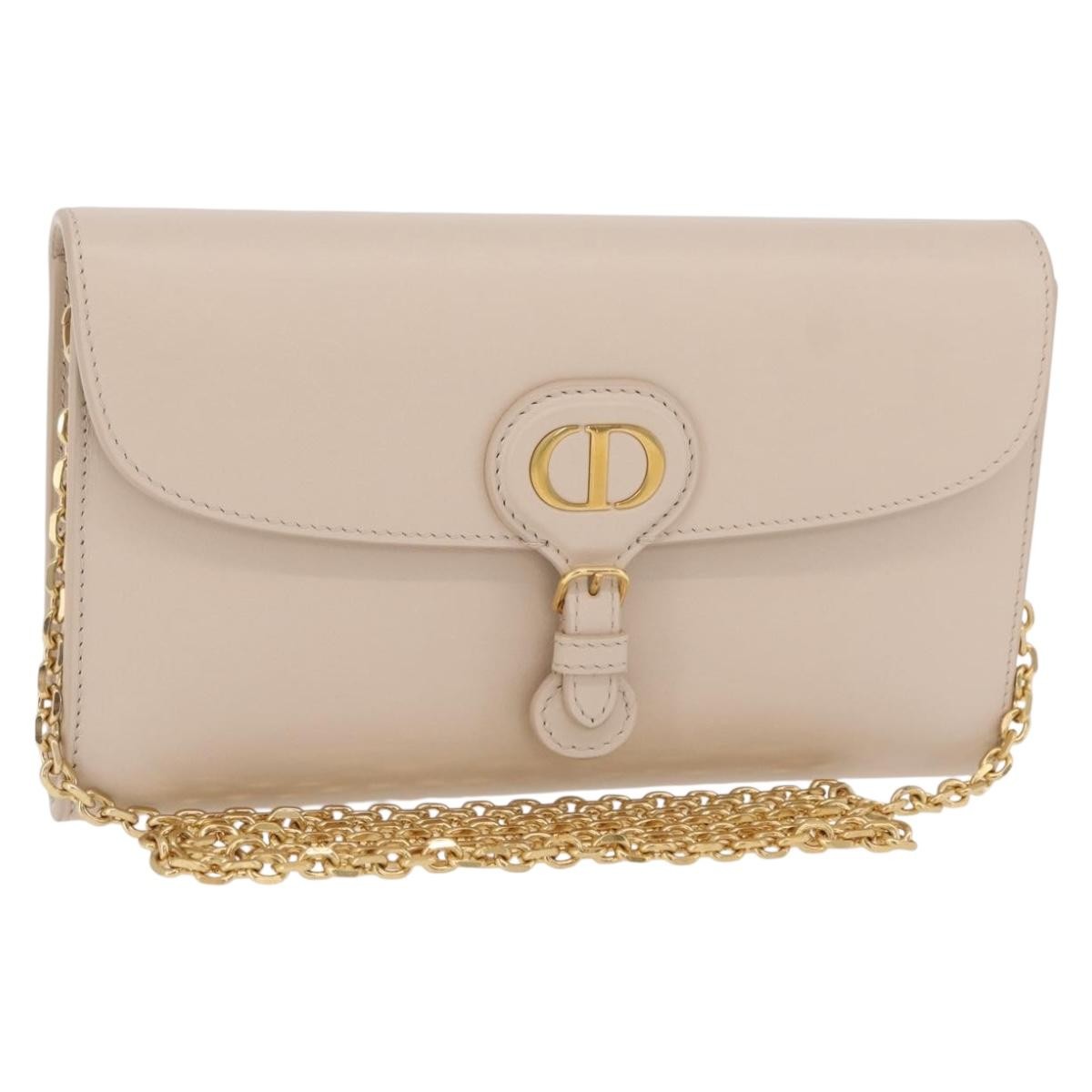 Christian Dior Bobby Flap Leather Beige Leather Shoulder Bag Bag (Pre-Owned)