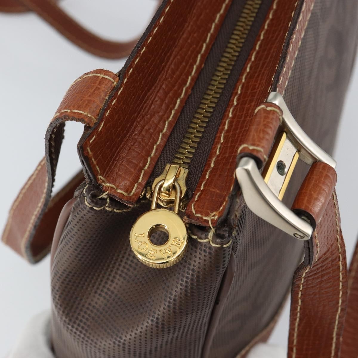 Loewe Anagram Pvc Leather Brown Pvc Shoulder Bag Bag (Pre-Owned)
