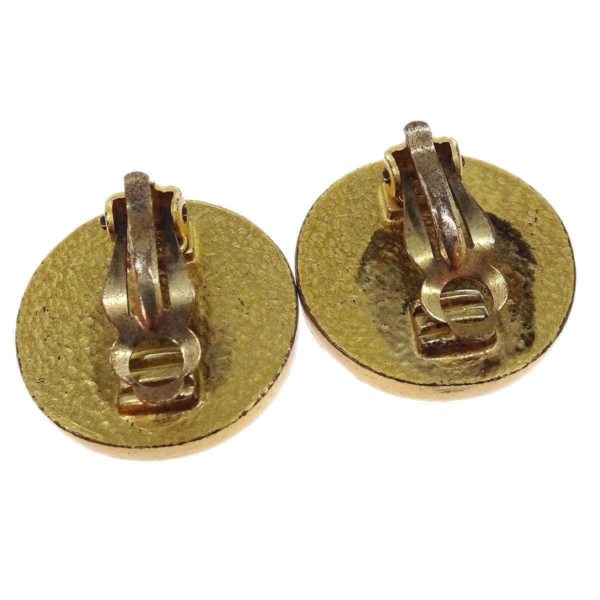 Chanel Cc Round Clip-On Metal Gold Gold_Plated Earrings Jewelry (Pre-Owned)