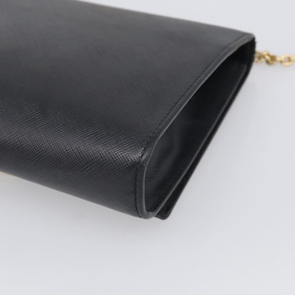 Salvatore Ferragamo Vala Chain Leather Black Leather Shoulder Bag Bag (Pre-Owned)