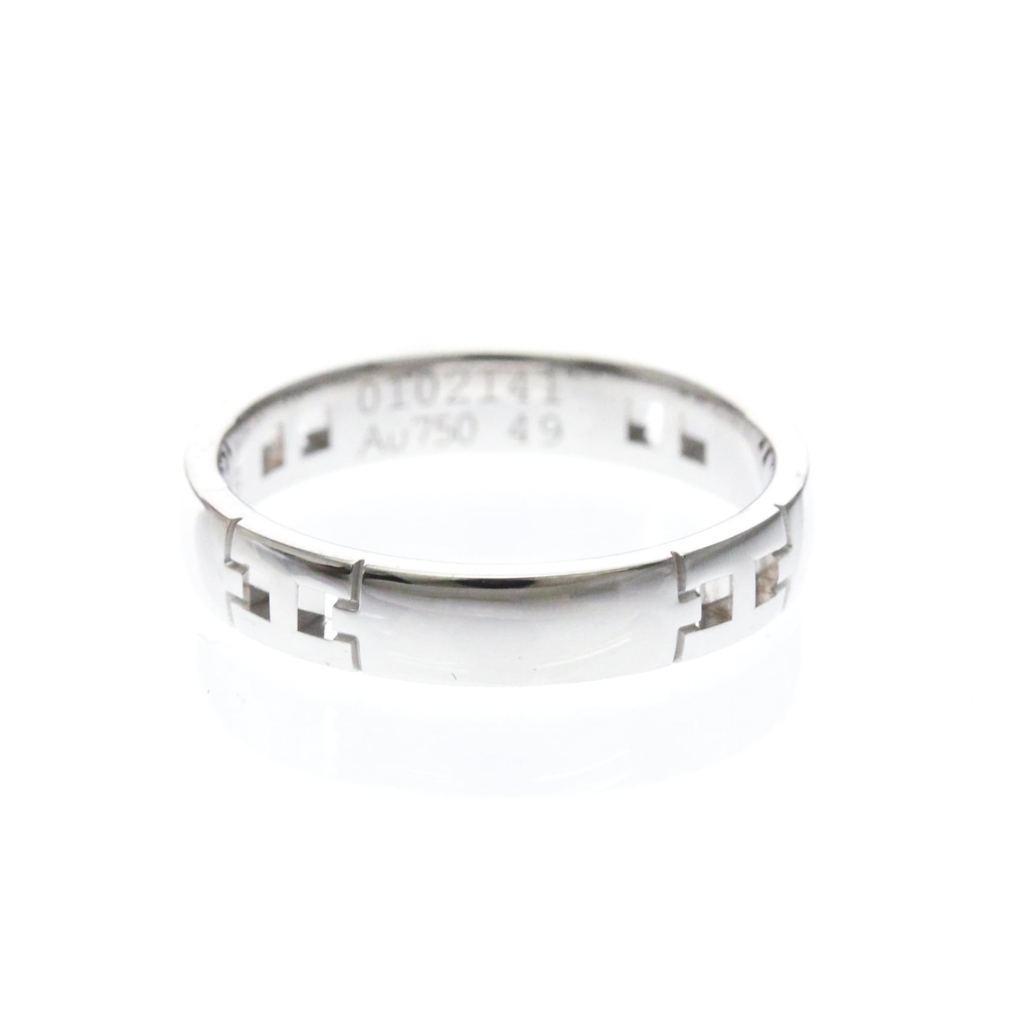 Hermes Hercules 18K White Gold Silver White_Gold Ring Jewelry (Pre-Owned)