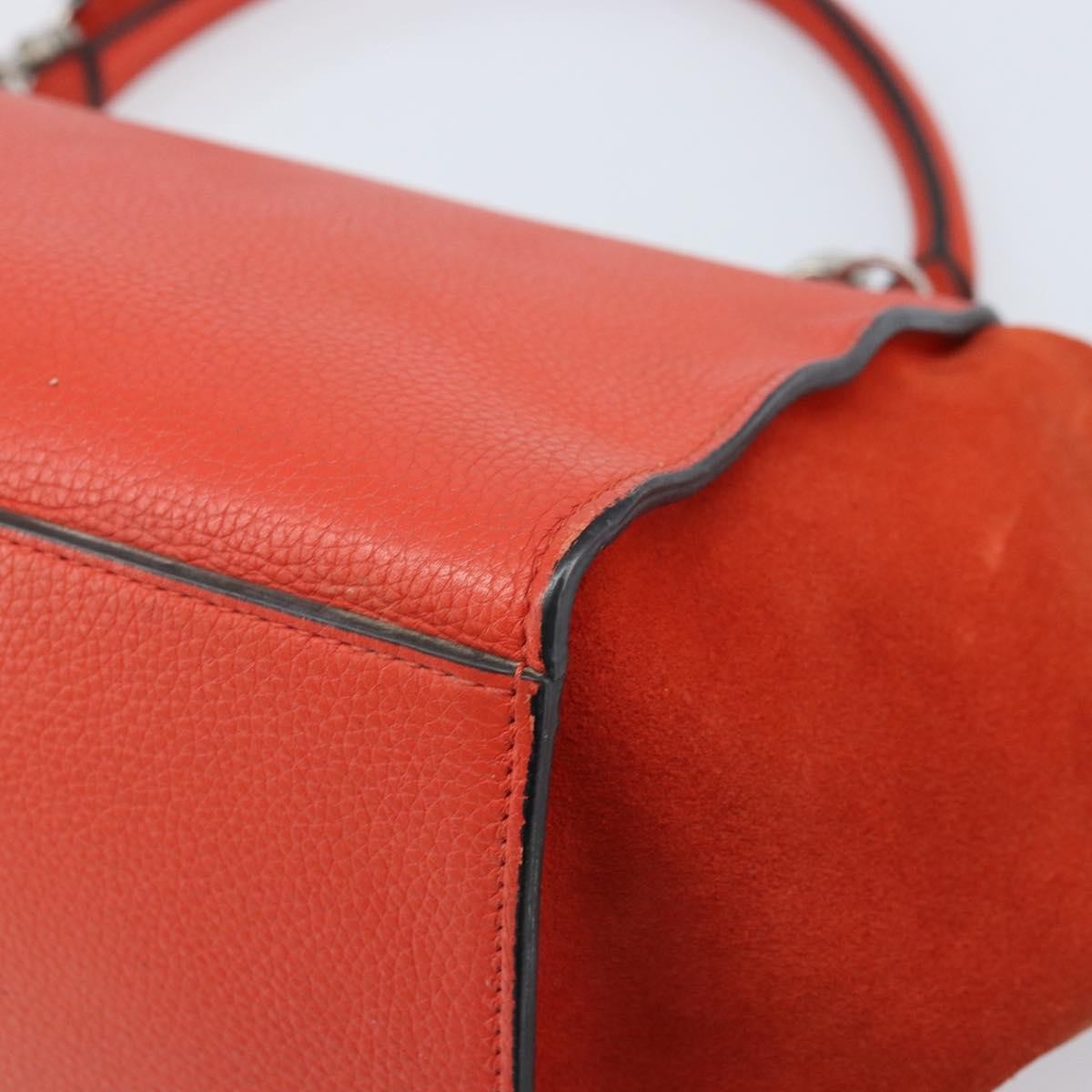Celine Trapeze Leather With Suede Orange Leather Handbag (Pre-Owned)