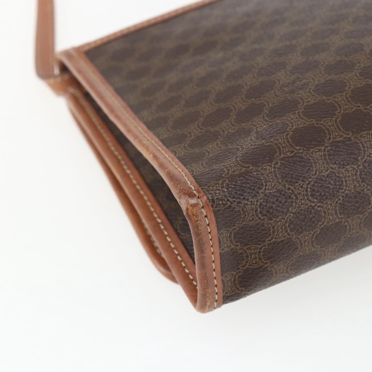 Celine Vintage Macadam Canvas And Leather Brown Canvas Shoulder Bag Bag (Pre-Owned)