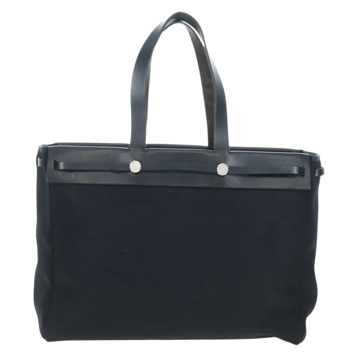 Hermes Herbag Cabas Toile And Leather Black Canvas Tote Bag Bag (Pre-Owned)