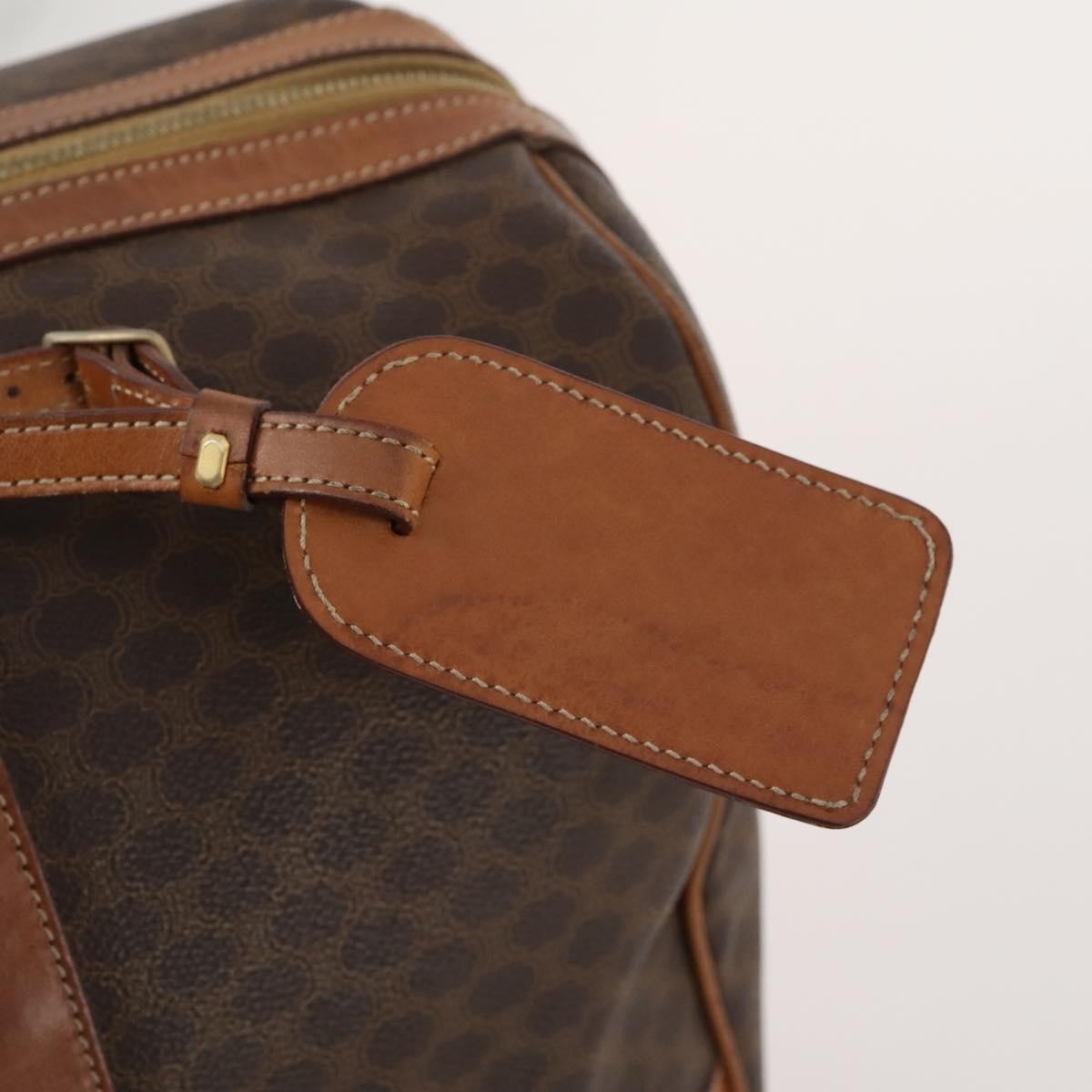 Celine Vintage Macadam Boston Canvas And Leather Brown Canvas Travel Bag Bag (Pre-Owned)