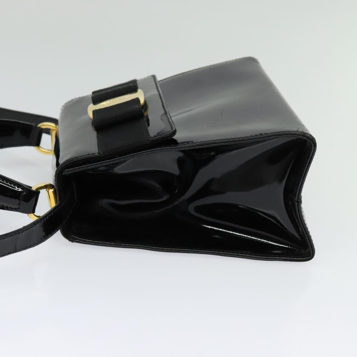 Salvatore Ferragamo Vintage Vara Bow Top Handle Leather Black Patent_Leather Handbag (Pre-Owned)
