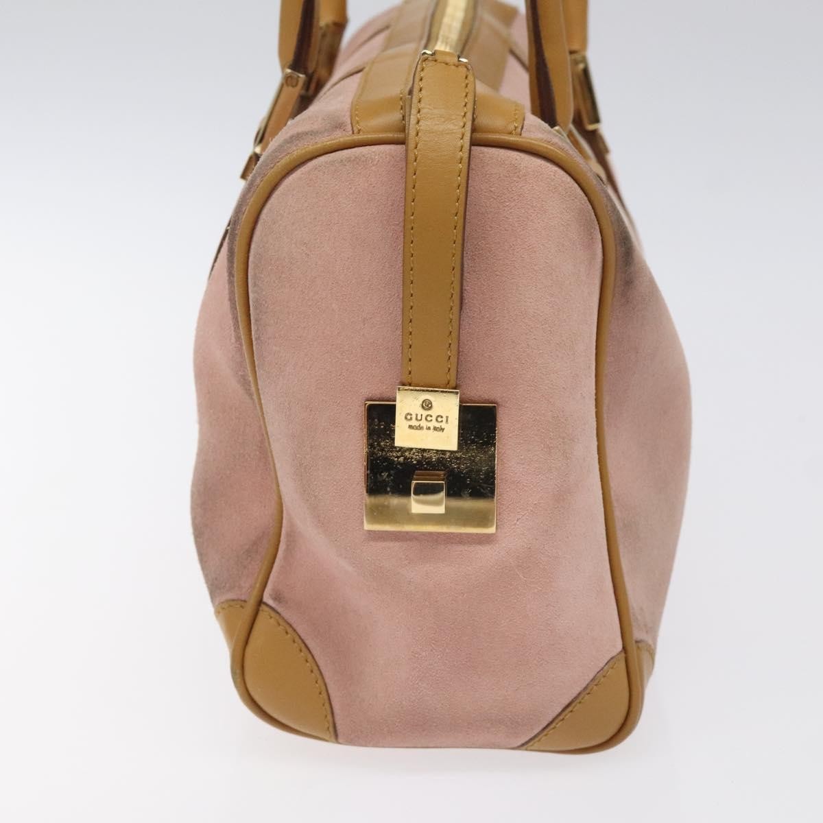 Gucci Vintage Canvas Pink Suede Handbag (Pre-Owned)