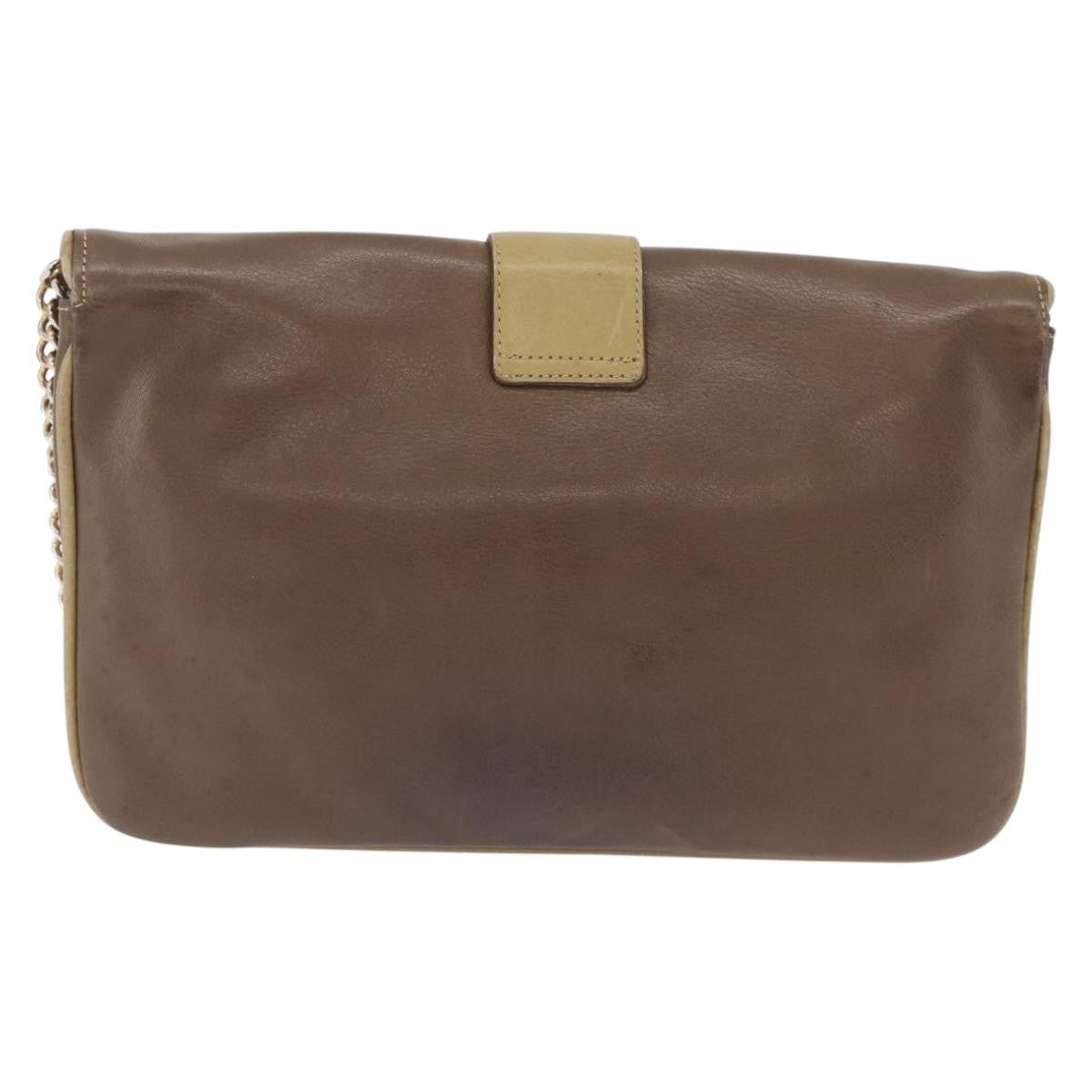 Celine Flap Shoulder Leather Brown Leather Shoulder Bag Bag (Pre-Owned)