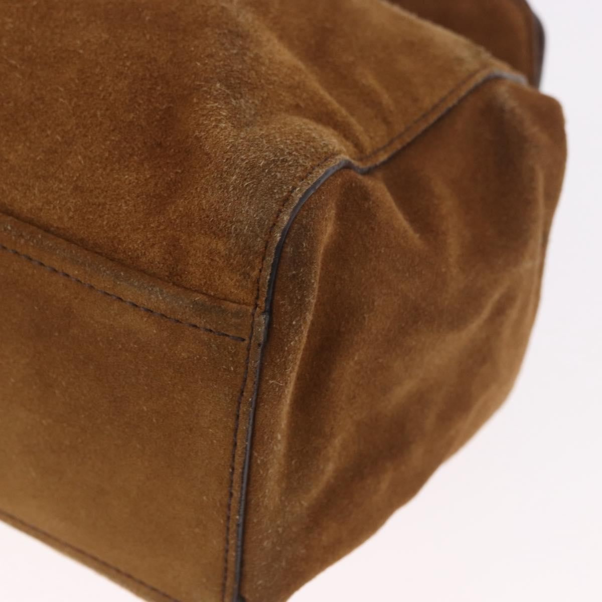 Prada Pushlock Tote Suede Brown Suede Handbag (Pre-Owned)