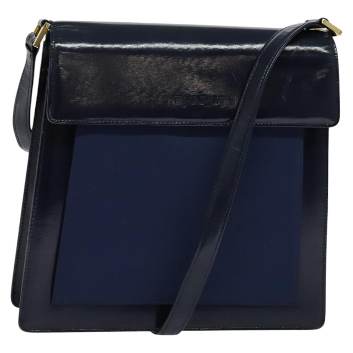 Saint Laurent Vintage Flap Leather Black Leather Shoulder Bag Bag (Pre-Owned)