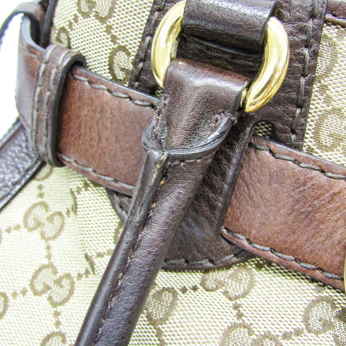 Gucci Gg Running Gg Canvas With Leather Beige Canvas Tote Bag Bag (Pre-Owned)