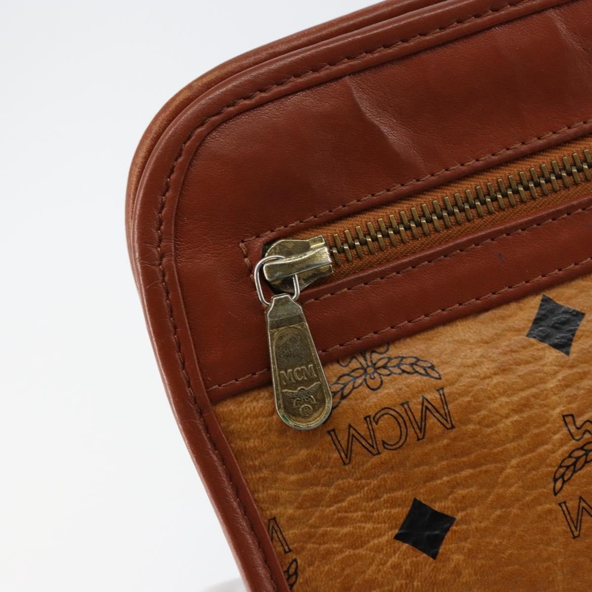 MCM Visetos Pvc Brown Canvas Clutche & Pouche Bag (Pre-Owned)