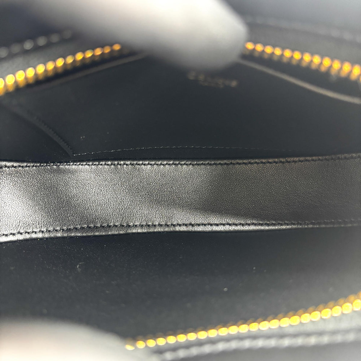 Celine Triomphe Tilly Smooth Calfskin Black Leather Handbag (Pre-Owned)