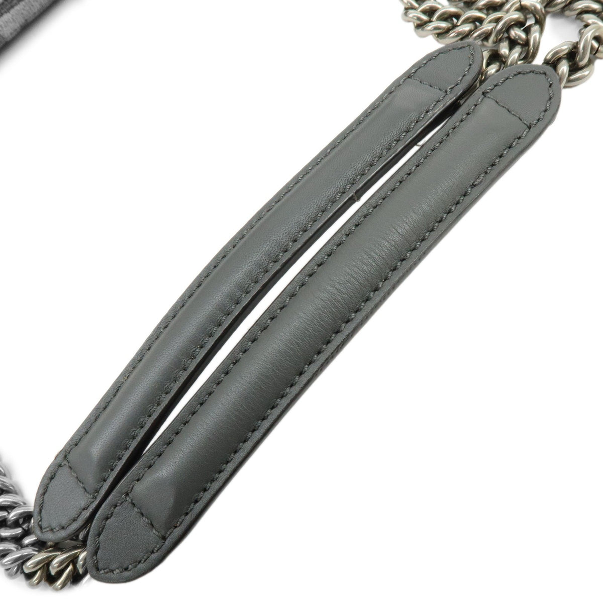Fendi Chain Baguette Zucca Viscose Gray Viscose Handbag (Pre-Owned)