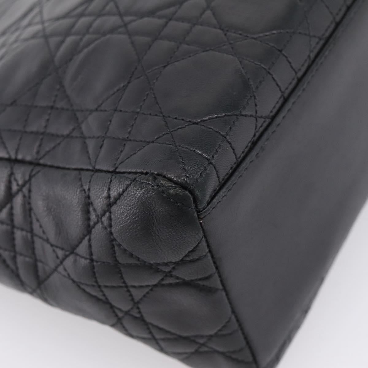 Christian Dior Vintage Lady Dior Leather Black Leather Handbag (Pre-Owned)