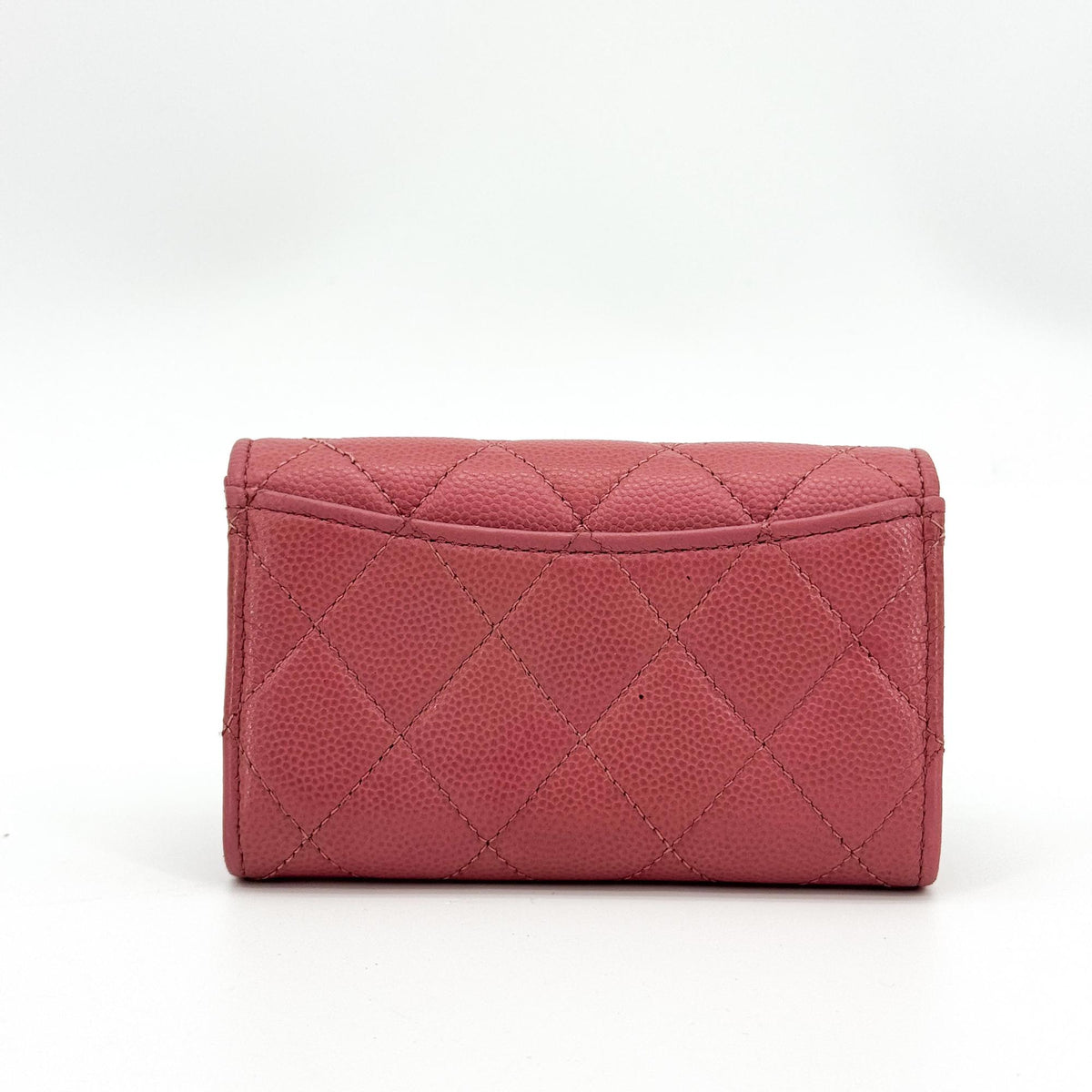 Chanel Classic Flap Card Case Quilted Caviar Pink Leather Card Holders Accessory (Pre-Owned)