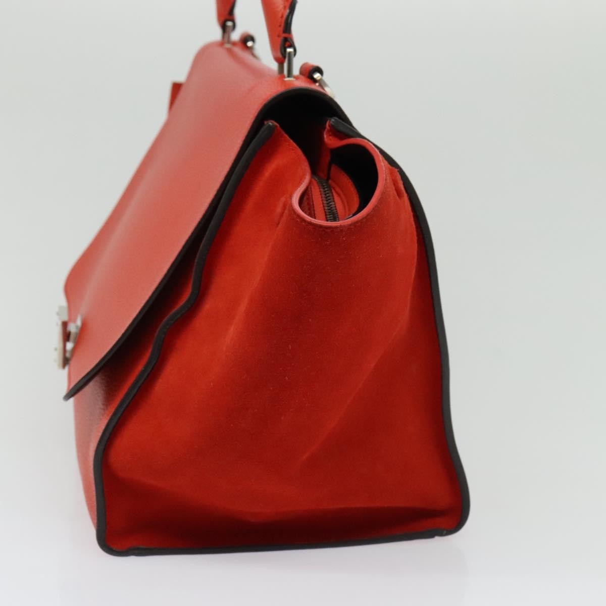 Celine Trapeze Leather With Suede Red Leather Handbag (Pre-Owned)