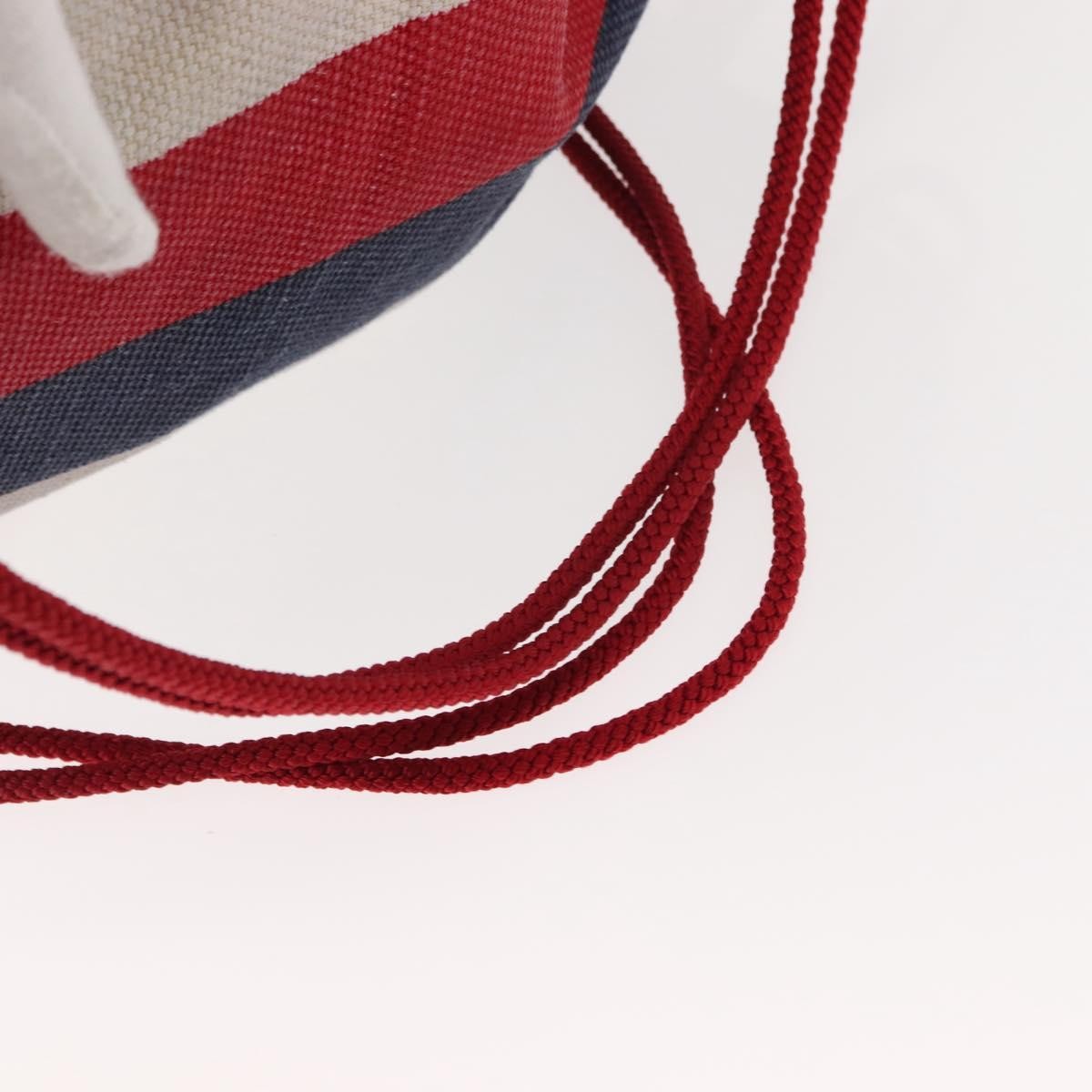 Gucci Logo Drawstring Striped Canvas Blue Canvas Backpack Bag (Pre-Owned)