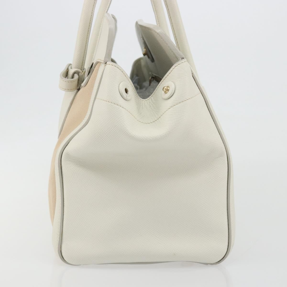 Prada Cuir Frame Convertible Canvas And Saffiano Leather Beige Canvas Tote Bag Bag (Pre-Owned)
