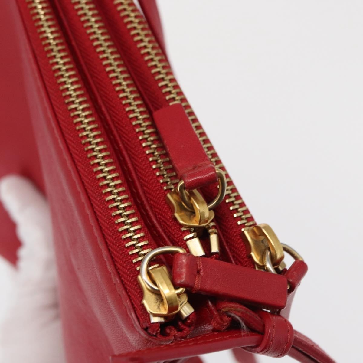 Celine Trio Leather Red Leather Shoulder Bag Bag (Pre-Owned)