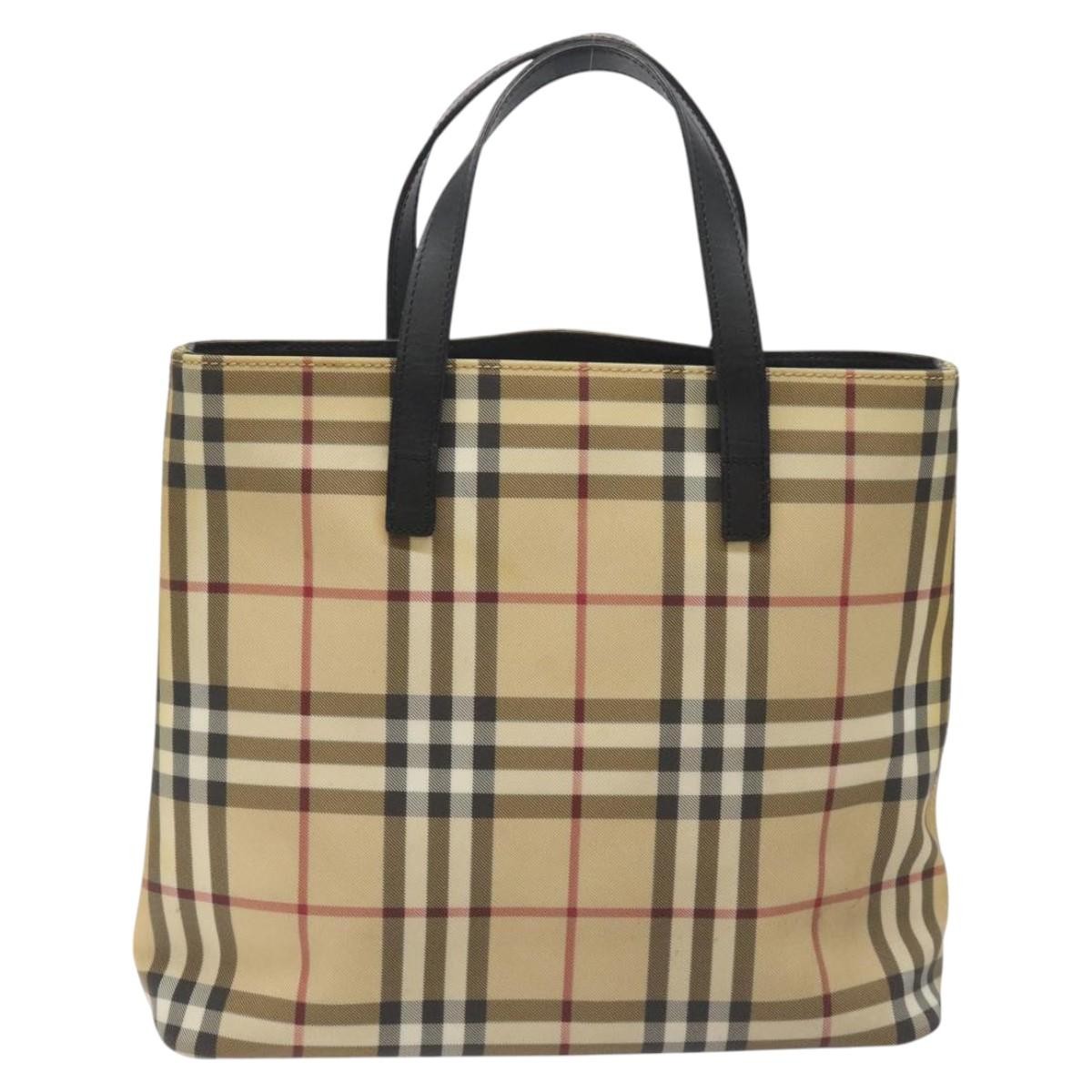 Burberry Nova Check Tote Canvas Check Pattern Beige Canvas Tote Bag Bag (Pre-Owned)
