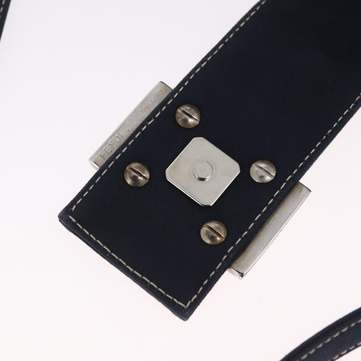 Fendi Baguette Canvas Navy Canvas Handbag (Pre-Owned)