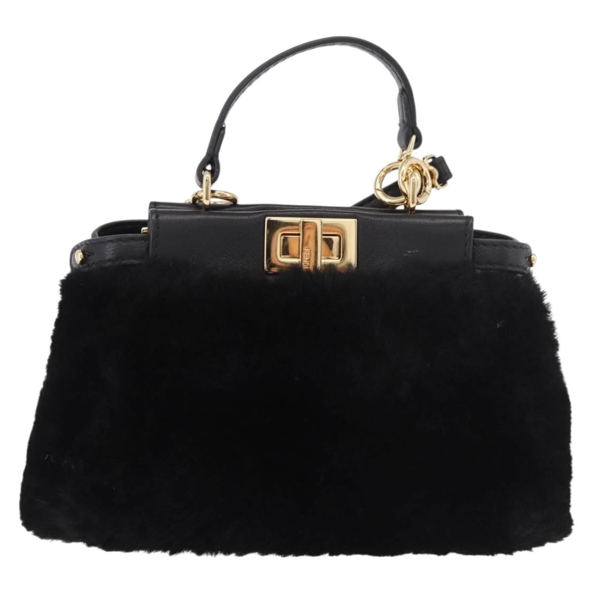 Fendi Peekaboo Fur Black Fur Handbag (Pre-Owned)