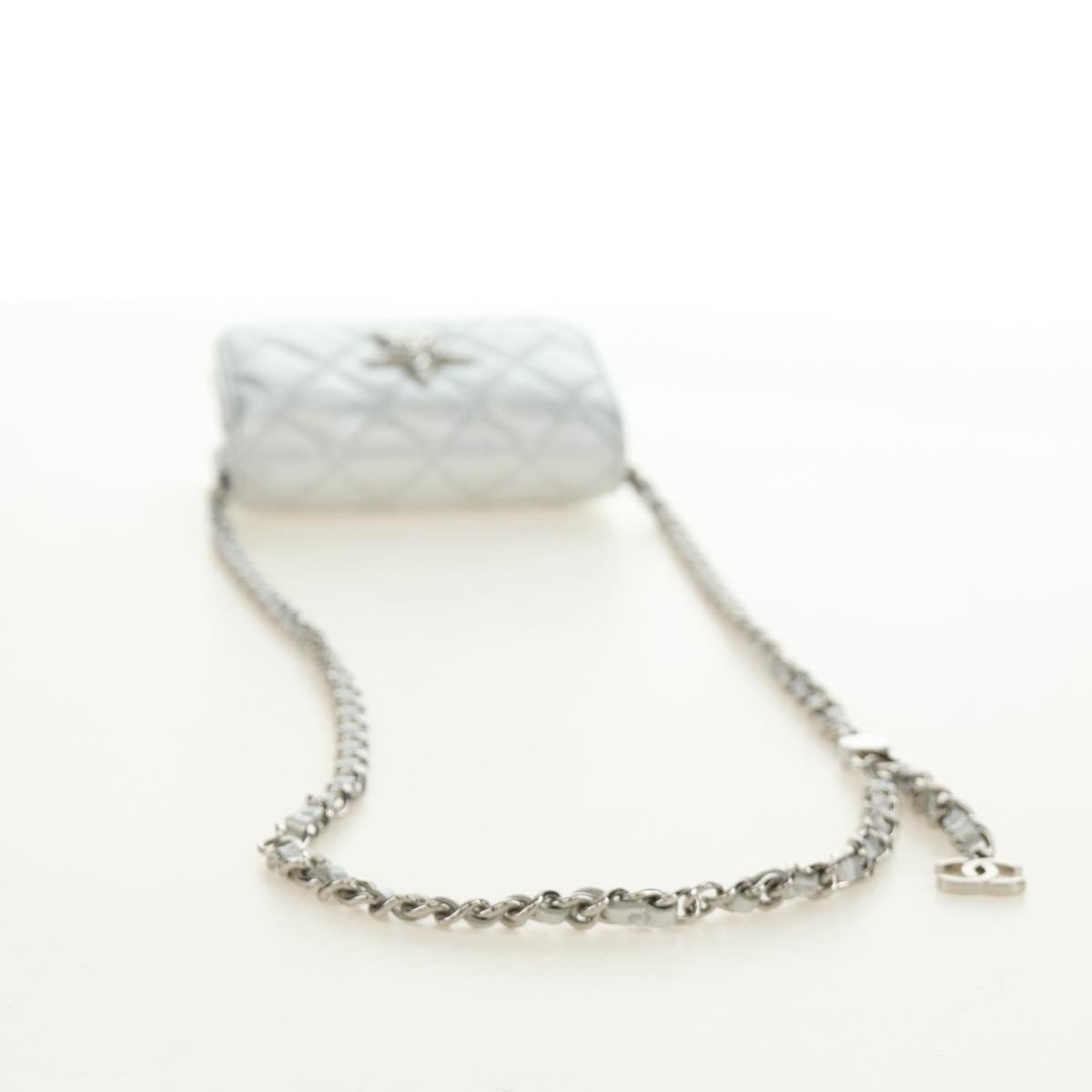 Chanel Cc Star Flap Chain Belt Quilted Lambskin Silver Leather Clutche & Pouche Bag (Pre-Owned)