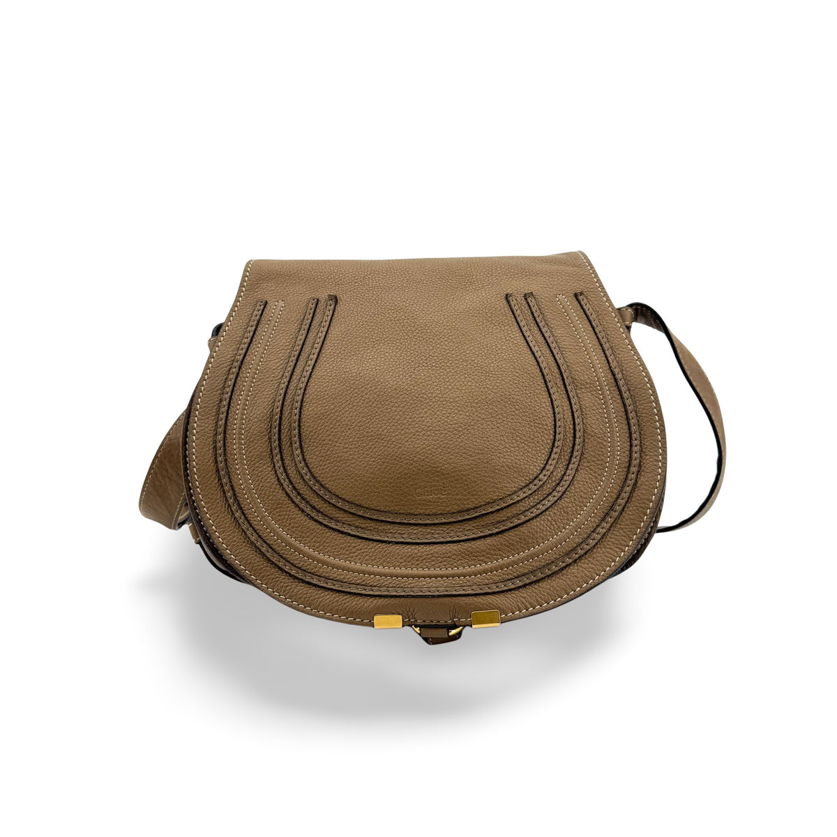 Chloe Marcie Saddle Leather Brown Leather Shoulder Bag Bag (Pre-Owned)
