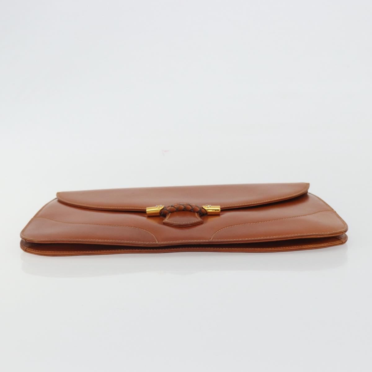 Gucci Vintage Clutch Leather Brown Leather Clutche & Pouche Bag (Pre-Owned)