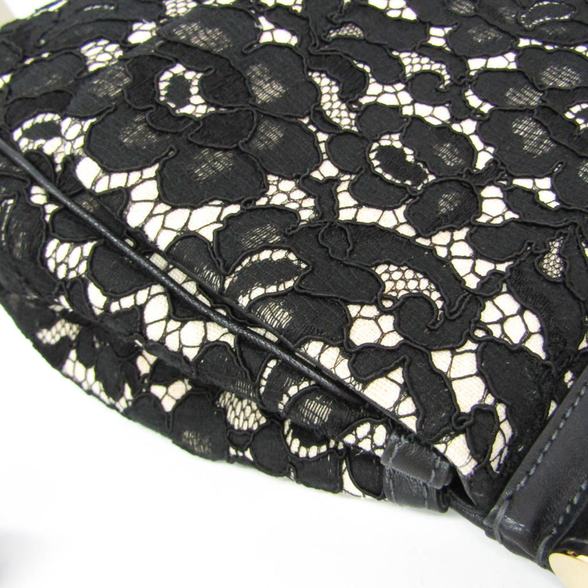 Dolce & Gabbana Miss Sicily Floral Lace Black Cotton Handbag (Pre-Owned)