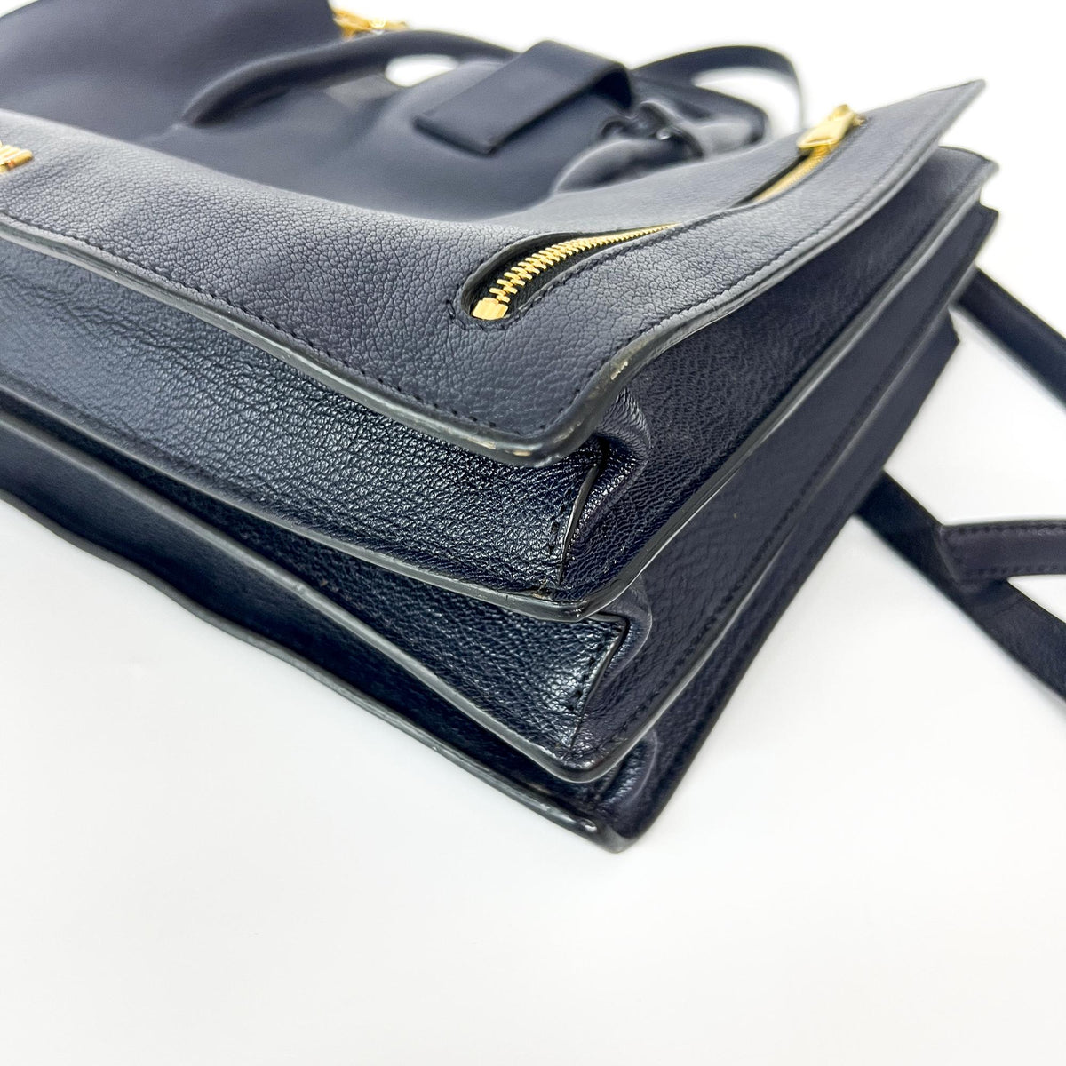 Miu Miu Madras Leather Navy Leather Tote Bag Bag (Pre-Owned)
