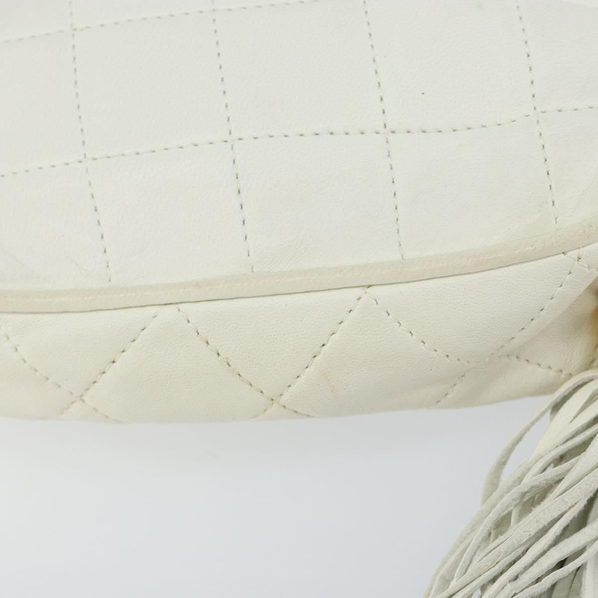 Chanel Vintage Diamond Tassel Quilted Lambskin White Leather Crossbody Bag Bag (Pre-Owned)