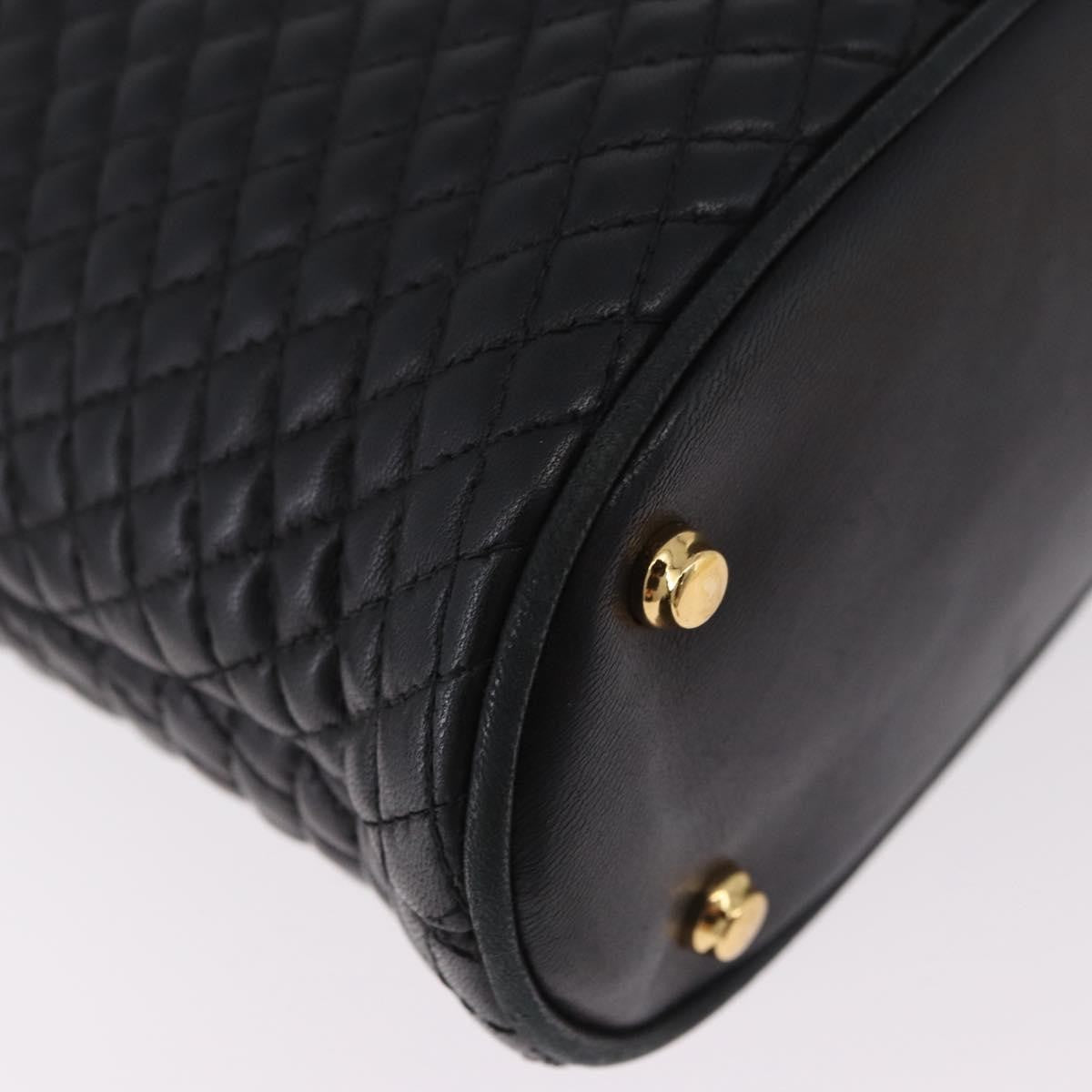 Bally Vintage Chain Quilted Leather Black Leather Shoulder Bag Bag (Pre-Owned)