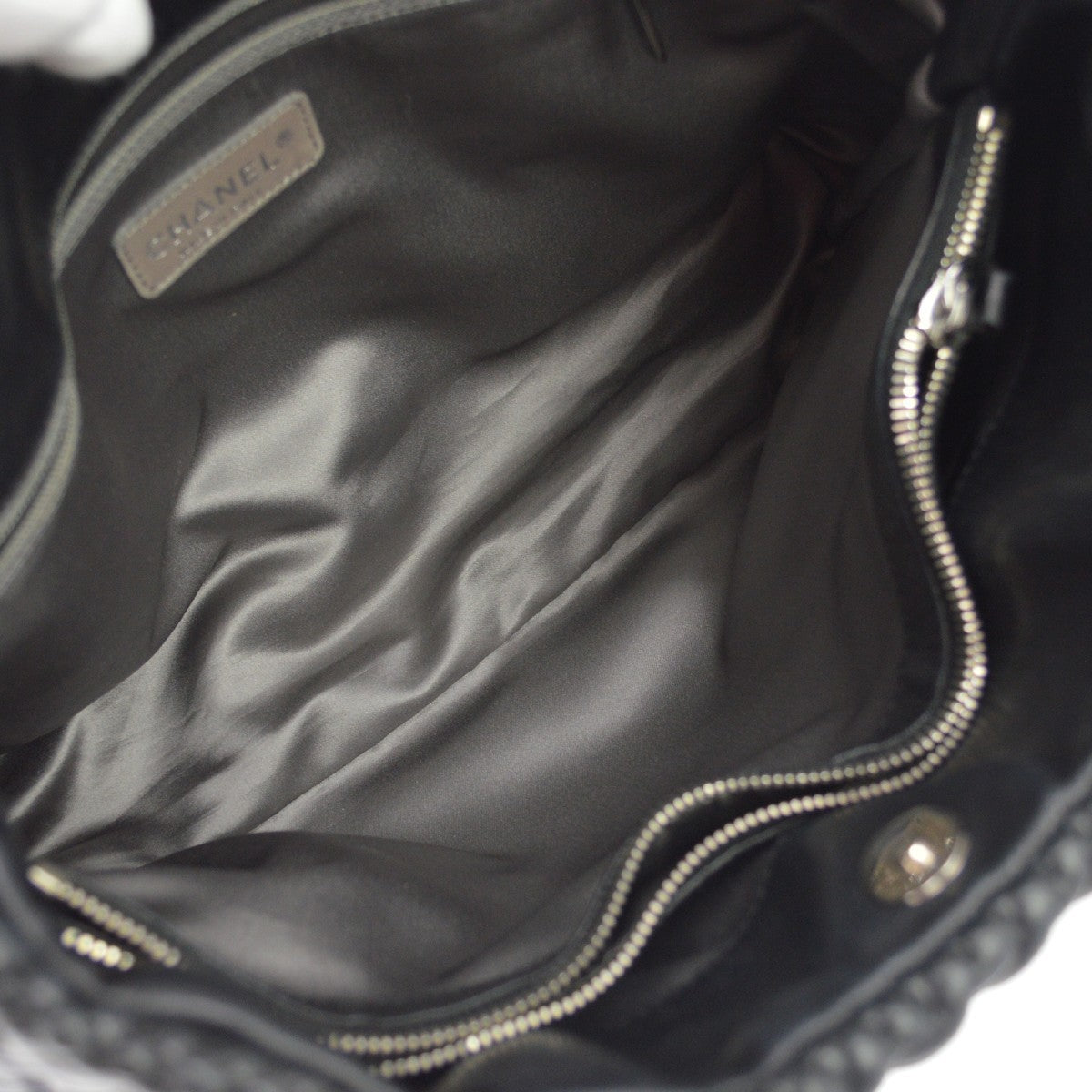 Chanel Hidden Chain Wrinkled Lambskin Black Leather Tote Bag Bag (Pre-Owned)