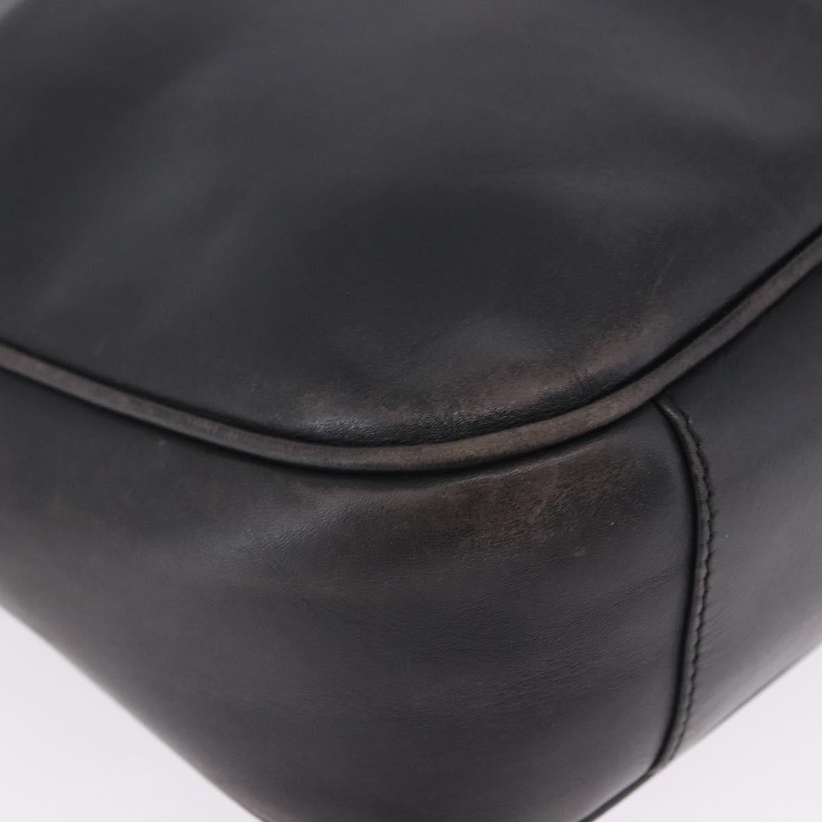Gucci Vintage Bamboo Handle Open Hobo Leather Black Leather Shoulder Bag Bag (Pre-Owned)