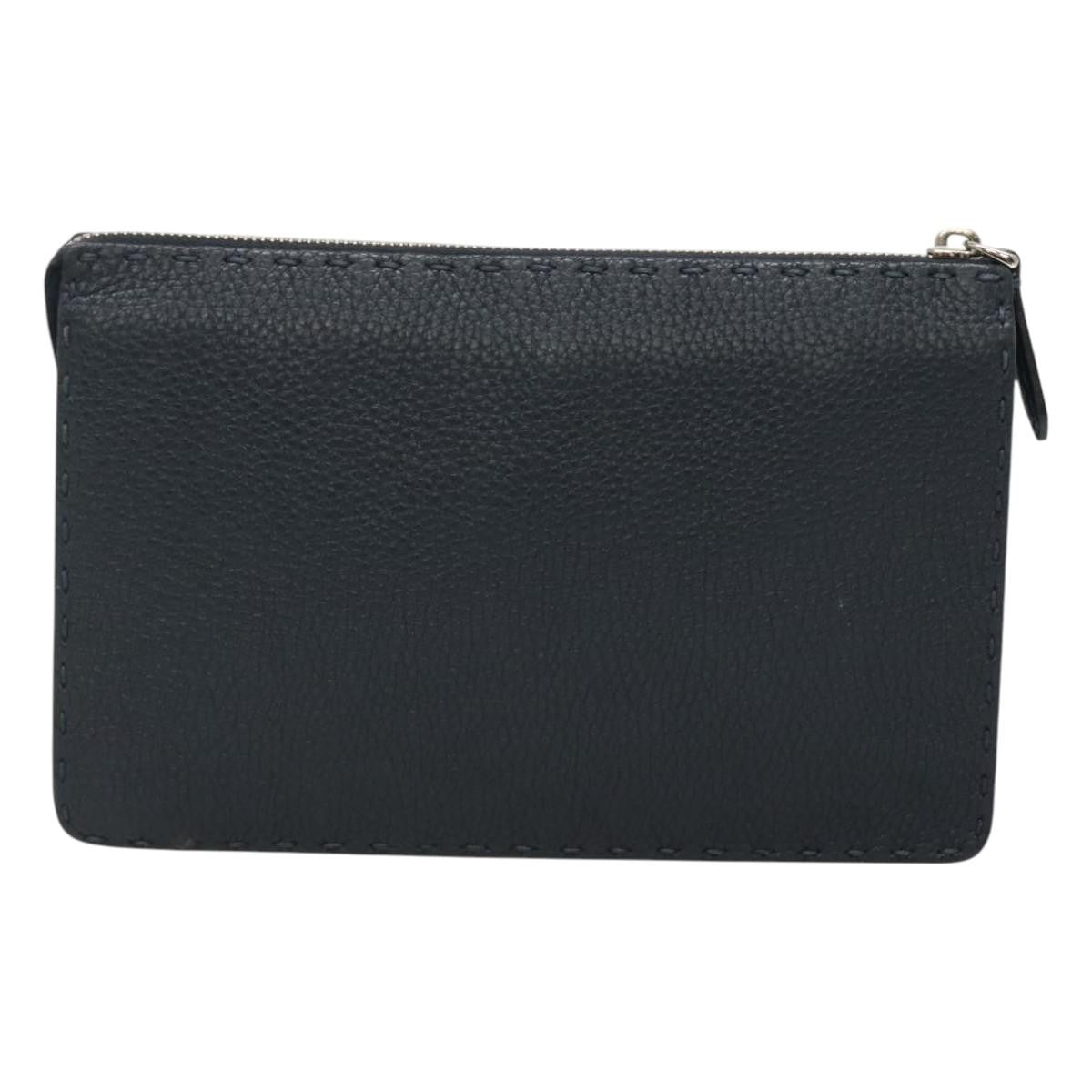 Fendi Selleria Zip Leather Black Leather Clutche & Pouche Bag (Pre-Owned)