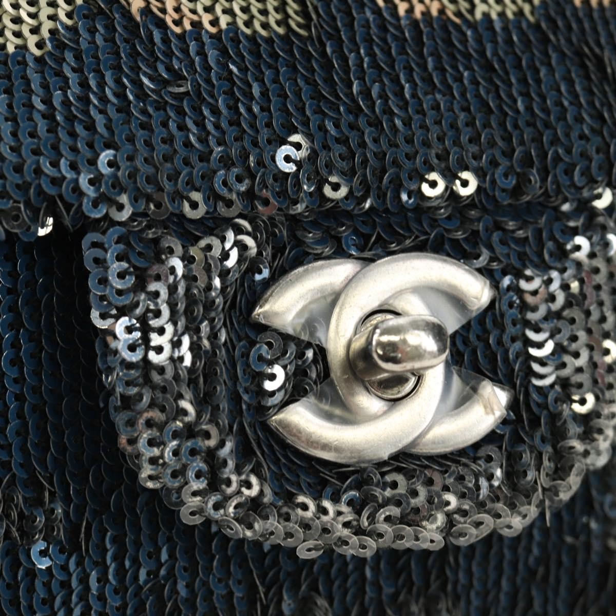 Chanel Coco Cuba Flap Sequins Blue Canvas Shoulder Bag Bag (Pre-Owned)