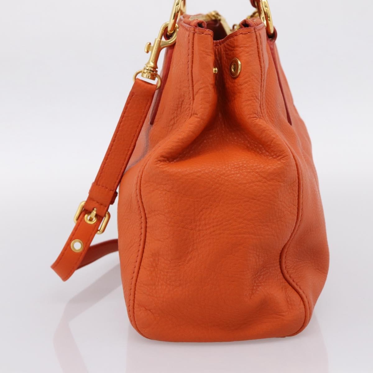Miu Miu Caribou Convertible Tote Leather Orange Leather Handbag (Pre-Owned)