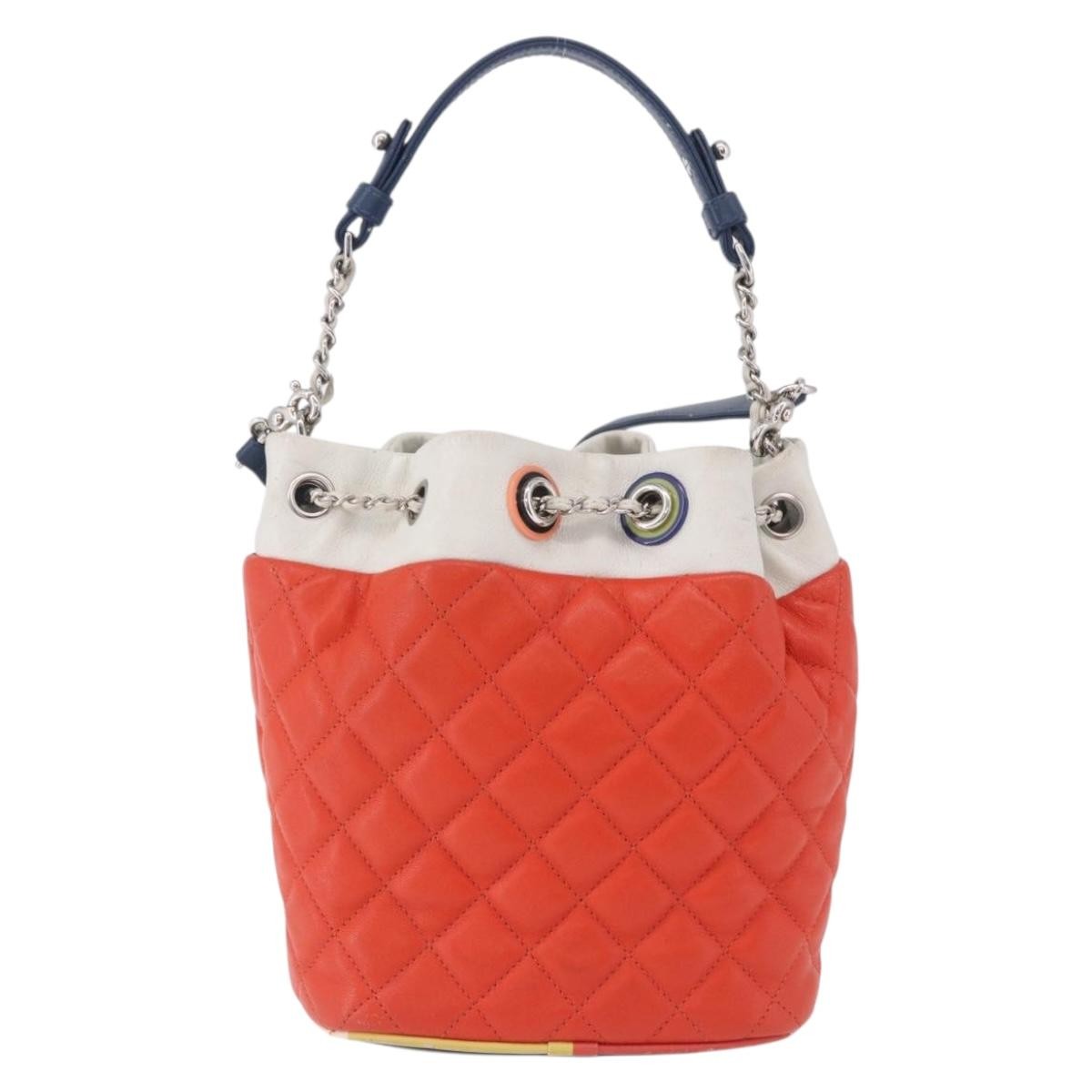 Chanel Cuba Drawstring Bucket Quilted Lambskin Red Leather Shoulder Bag Bag (Pre-Owned)