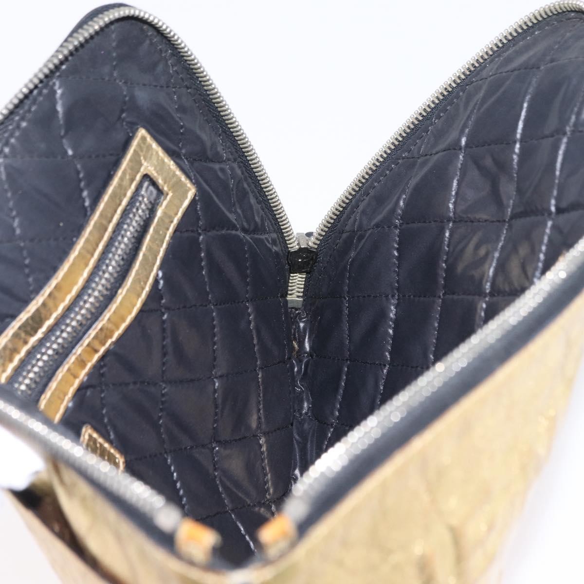 Chanel Feminine Crinkled Leather Gold Leather Clutche & Pouche Bag (Pre-Owned)