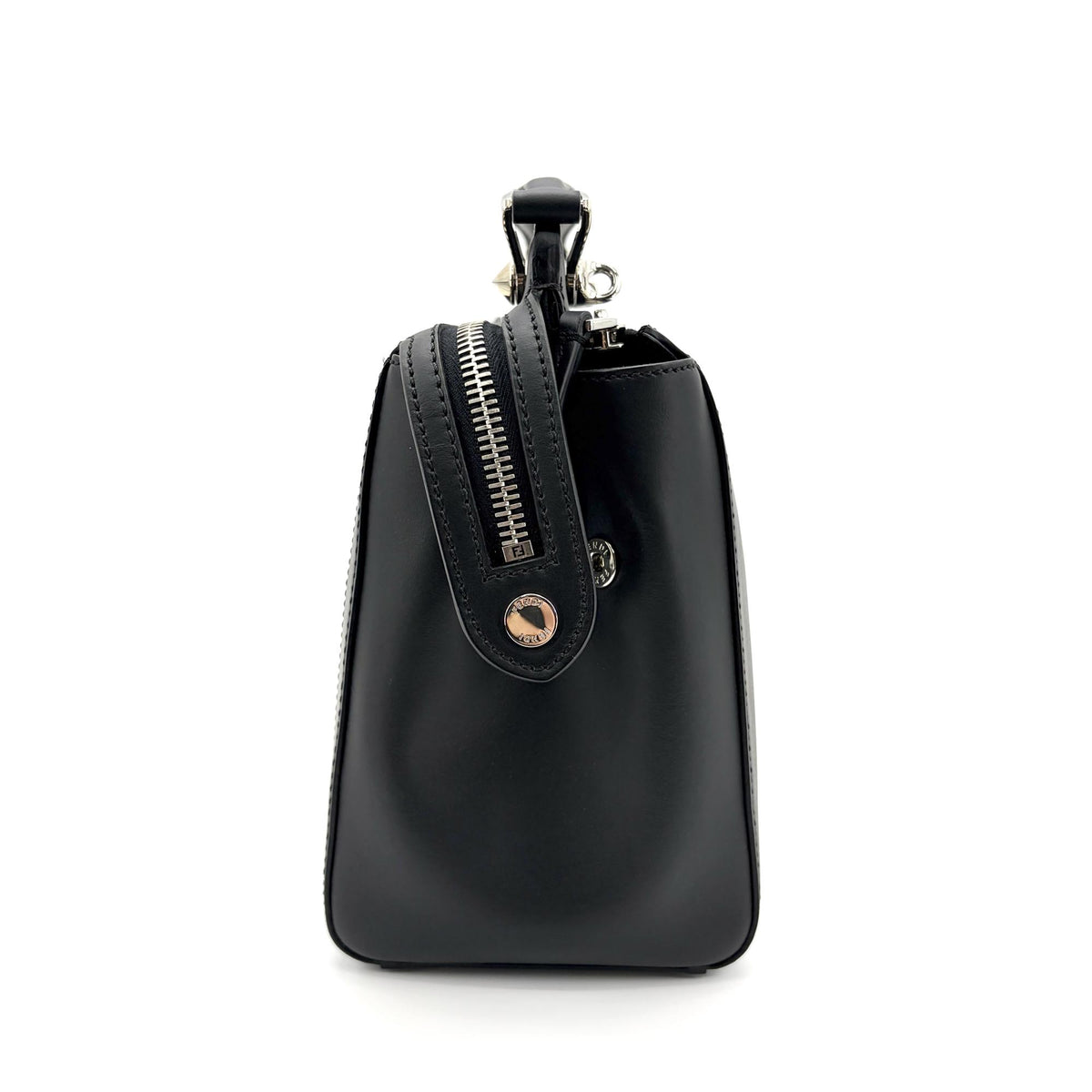 Fendi Dotcom Convertible Satchel Leather Black Calfskin Handbag (Pre-Owned)