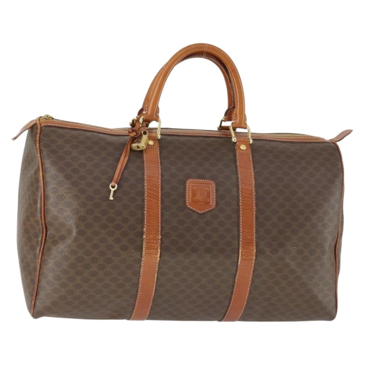 Celine Vintage Macadam Boston Canvas Brown Pvc Travel Bag Bag (Pre-Owned)