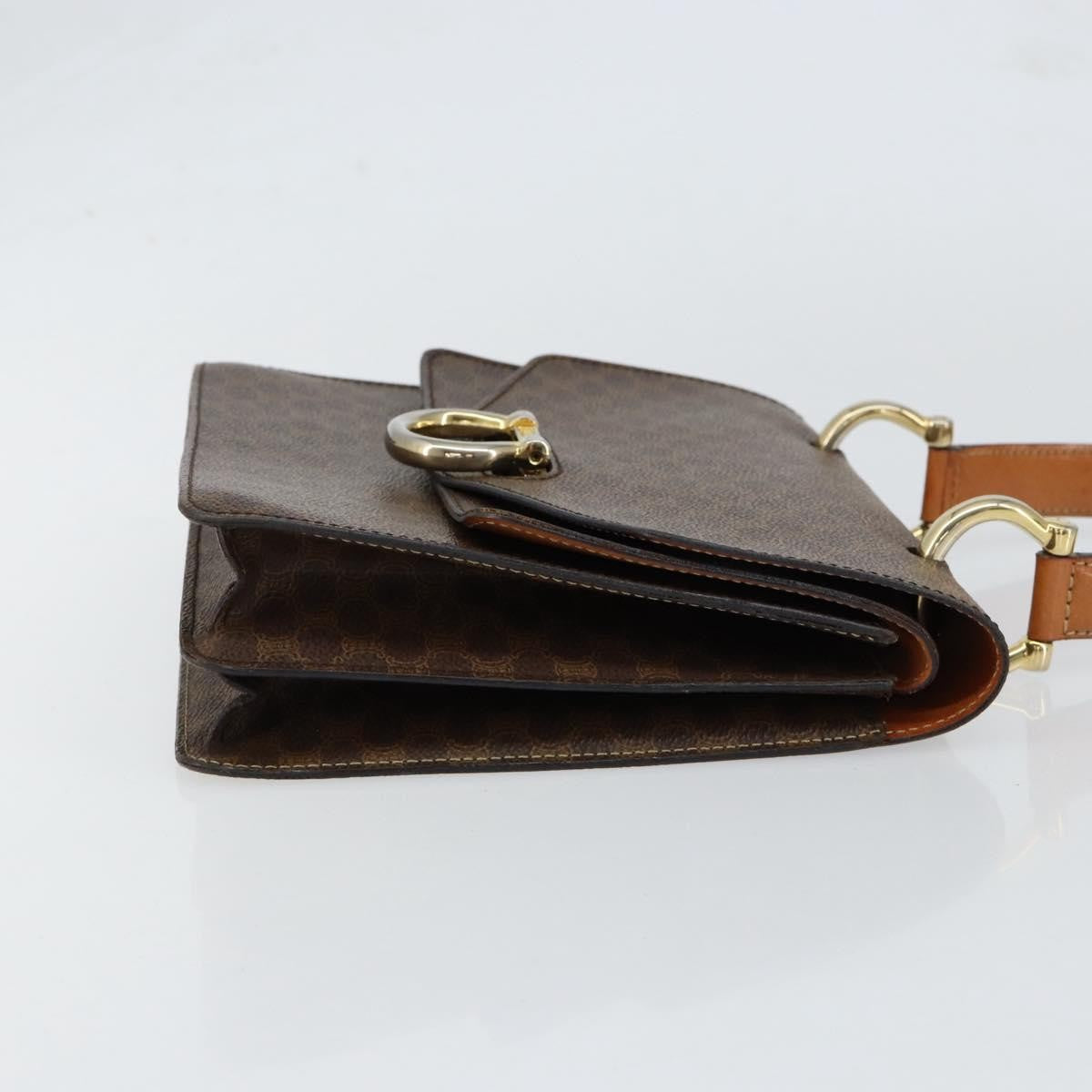 Celine Vintage Top Handle Macadam Canvas Brown Canvas Handbag (Pre-Owned)