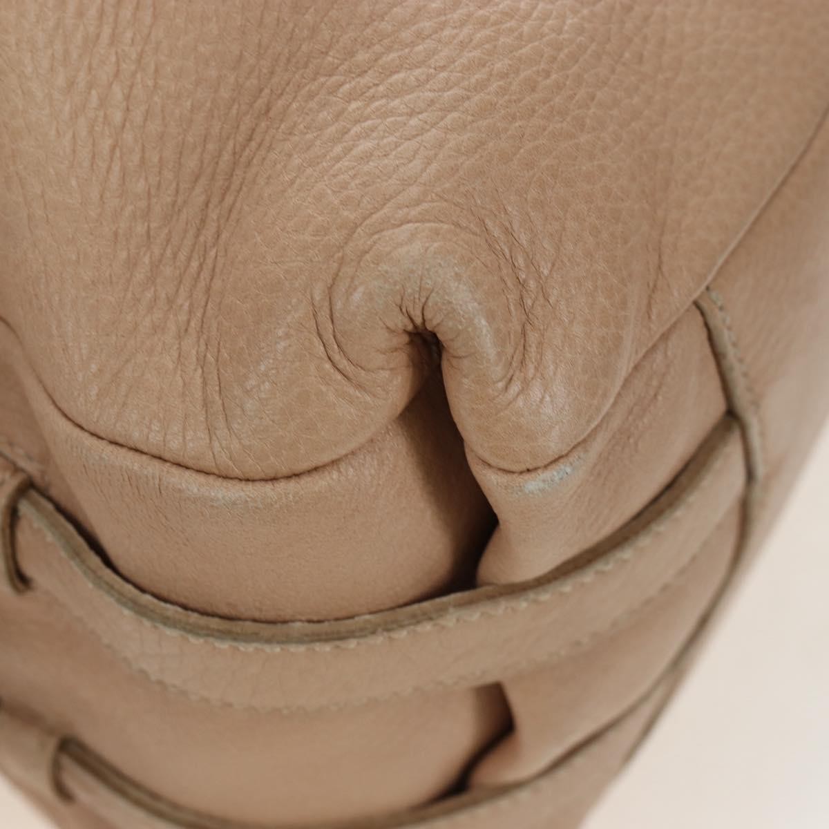 Prada Tote Leather Beige Leather Tote Bag Bag (Pre-Owned)