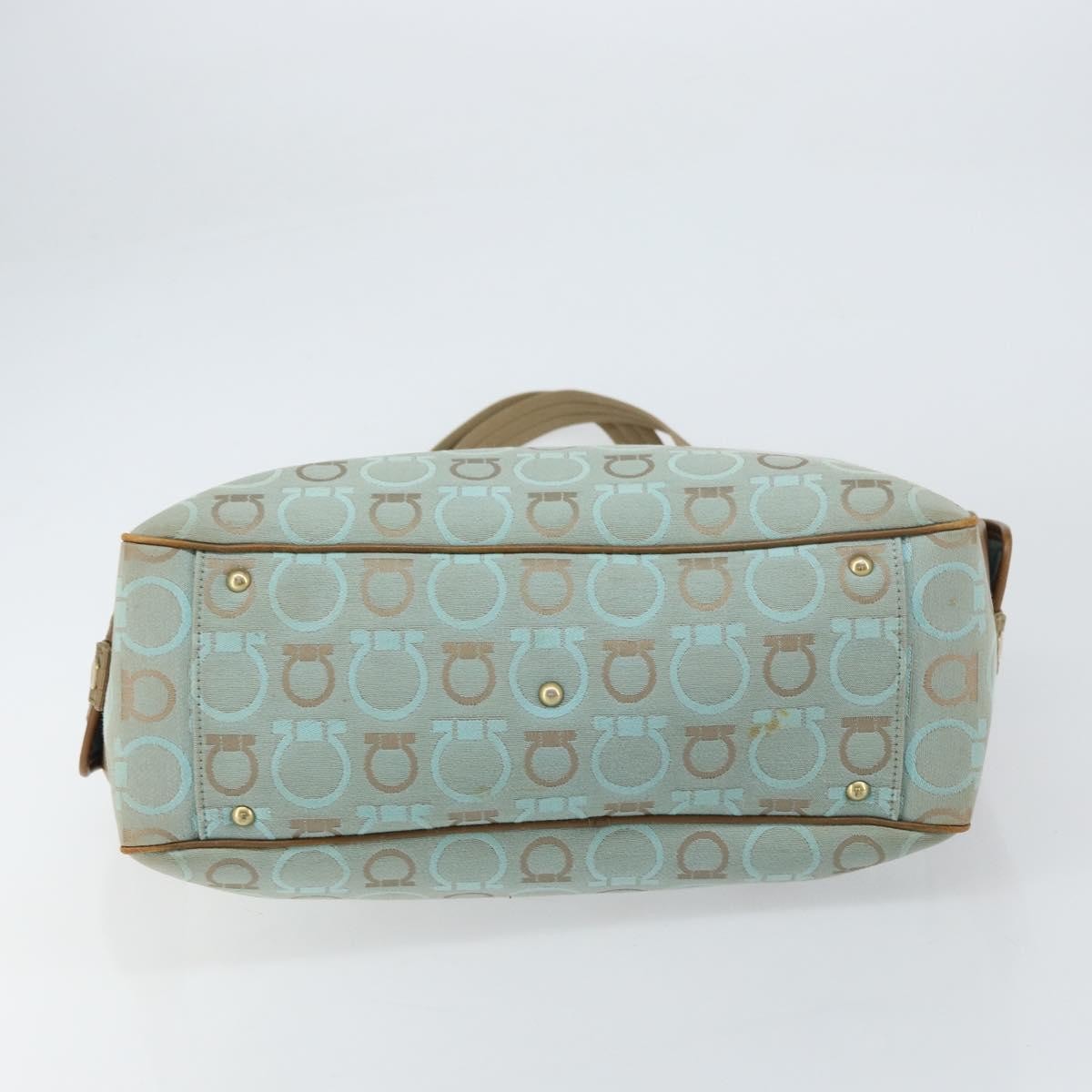 Salvatore Ferragamo Gancini Tote Gancini Canvas Blue Canvas Tote Bag Bag (Pre-Owned)