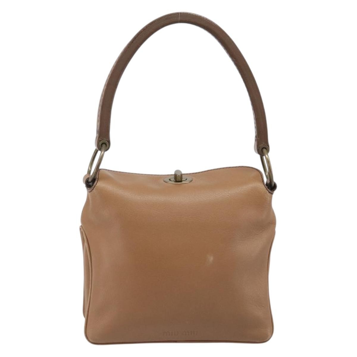 Miu Miu Beau Top Handle Leather Brown Leather Handbag (Pre-Owned)