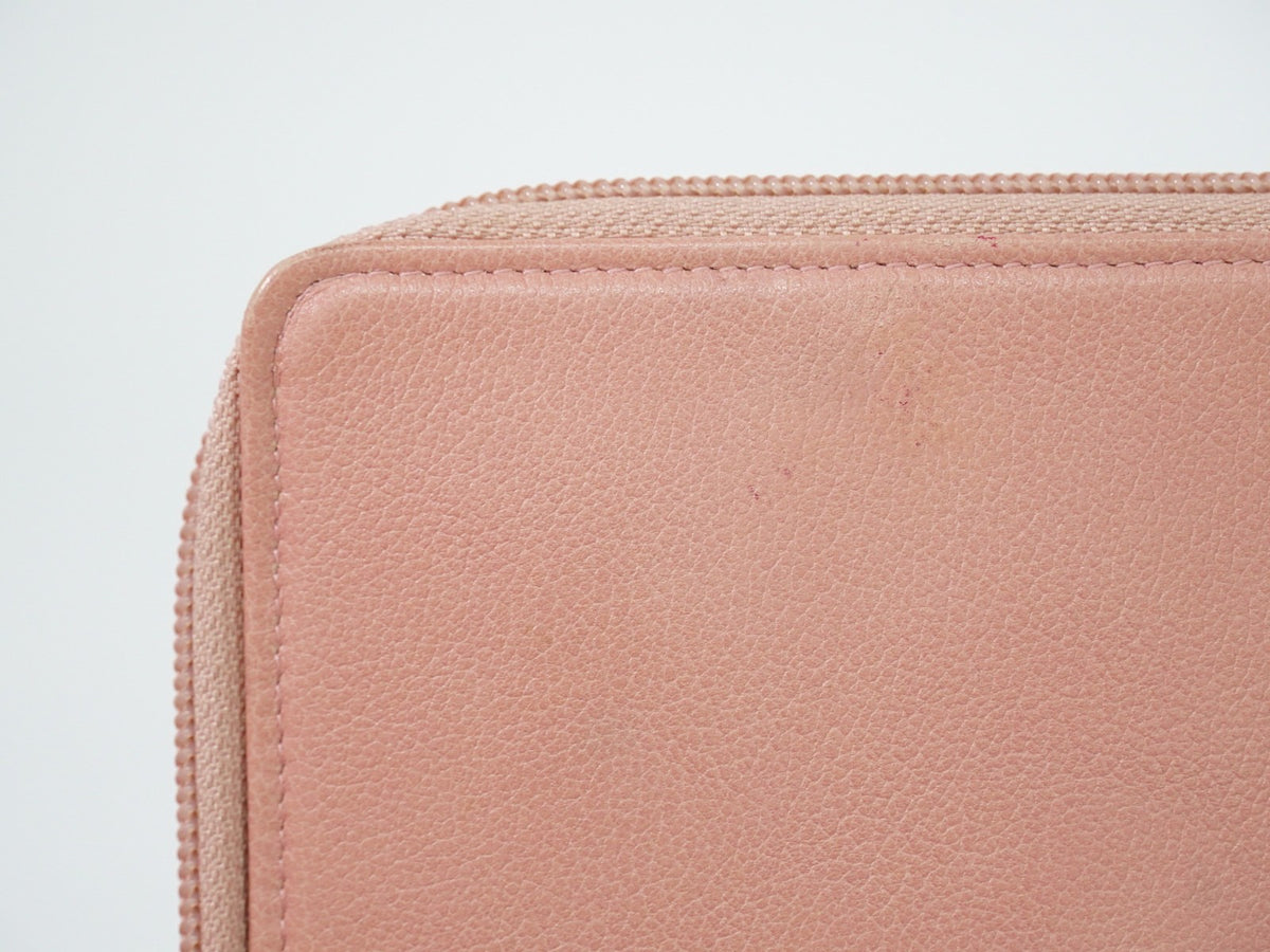 Chanel Camellia Zip Around Organizer Leather Pink Leather Wallets Accessory (Pre-Owned)