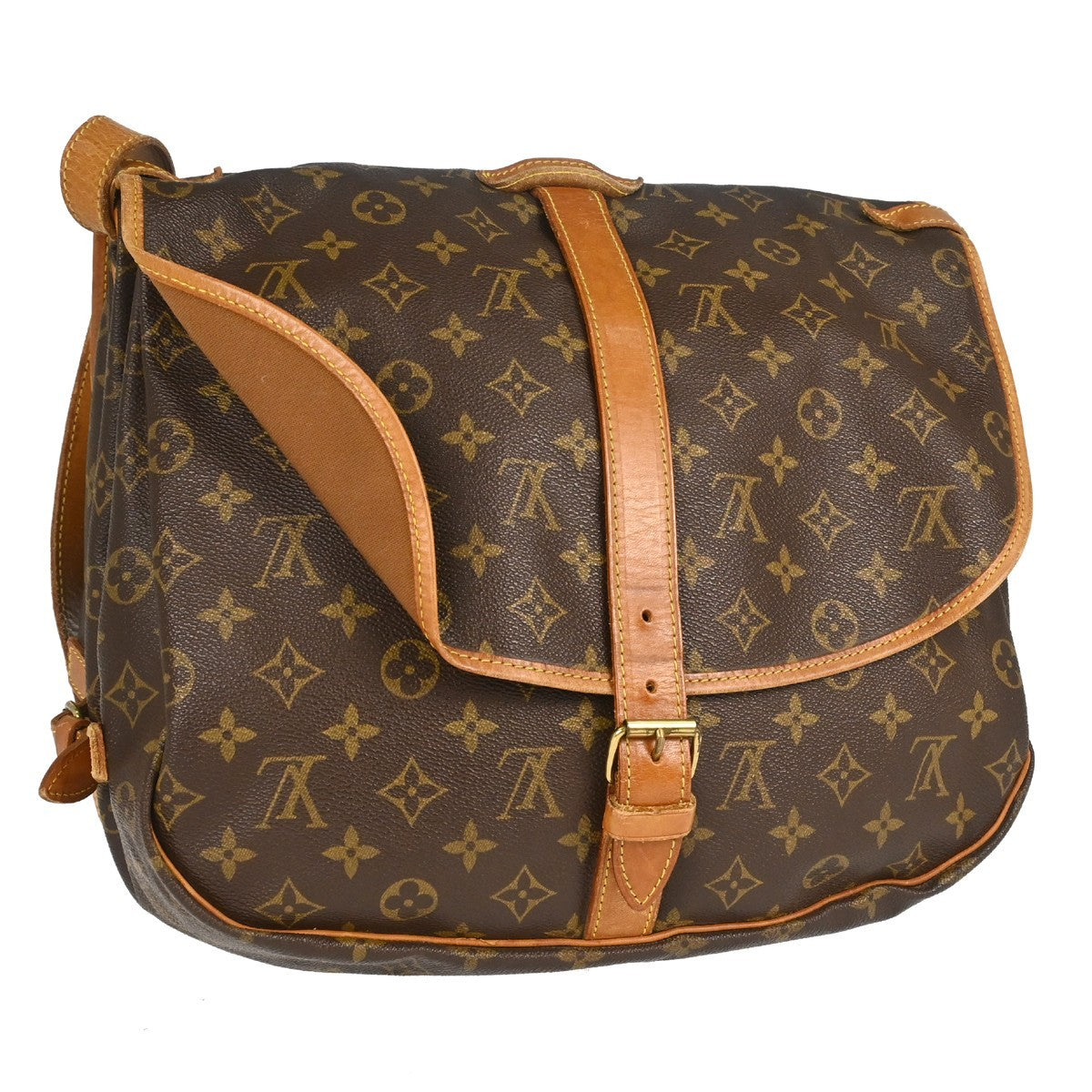 Louis Vuitton Saumur Monogram Canvas Brown Canvas Shoulder Bag Bag (Pre-Owned)