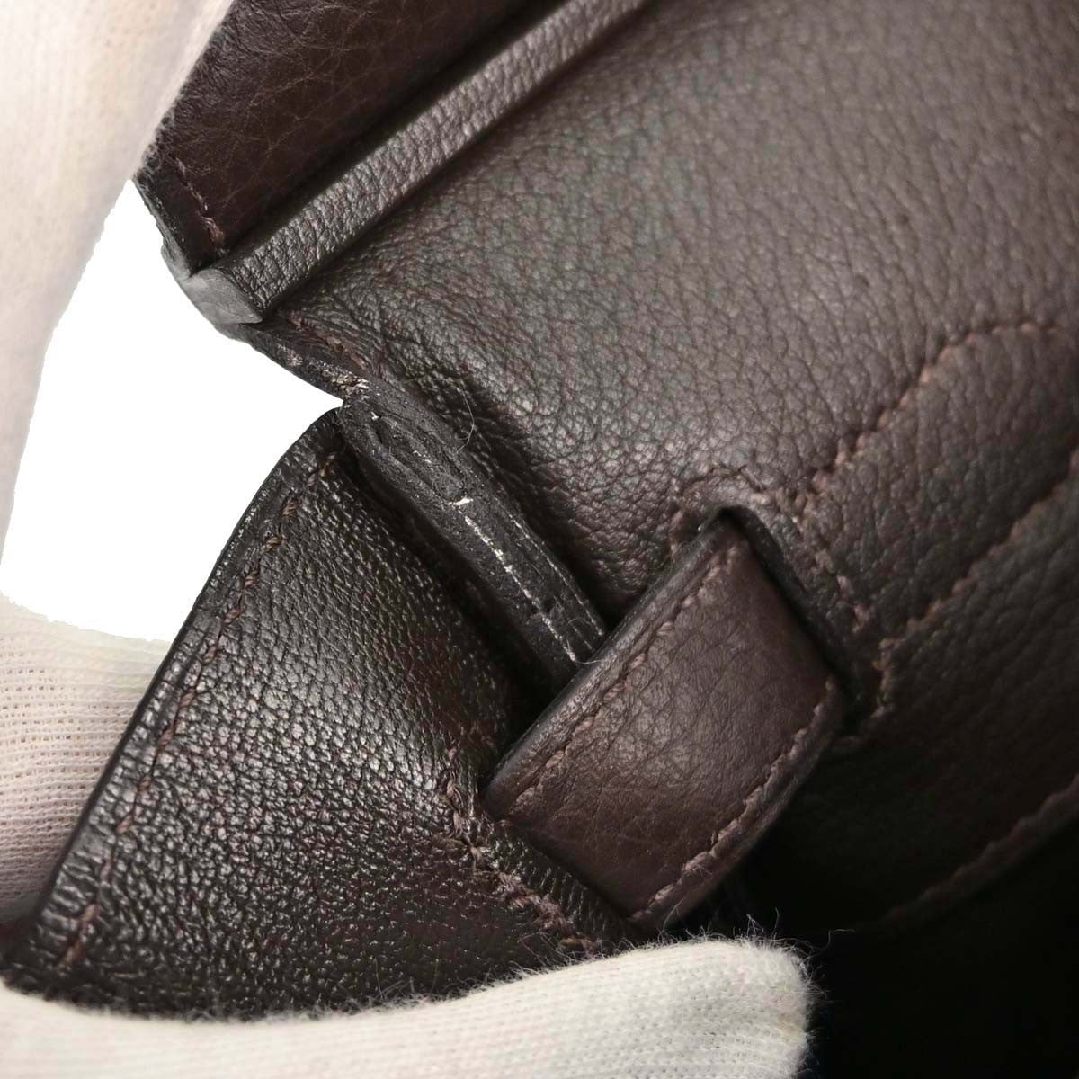 Hermes Birkin Chocolat Taurillon Clemence Brown Leather Handbag (Pre-Owned)